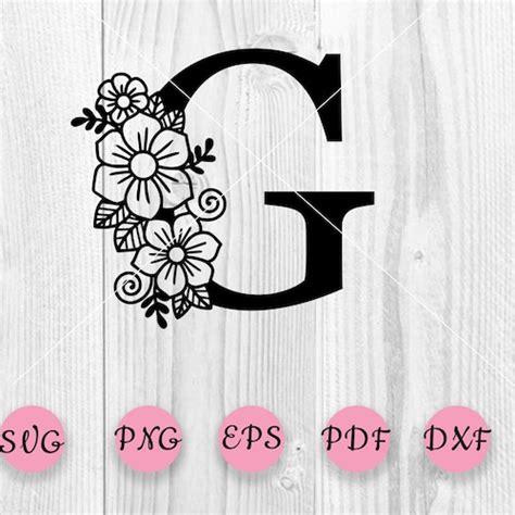 Botanical Alphabet Svg Floral Letter G Svg Cut File Svg Etsy