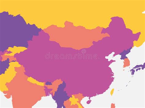 中国与邻国政治地图 向量例证 插画 包括有 设计 橙色 国家地区 国界的 红色 蒙古 汉语 264851860