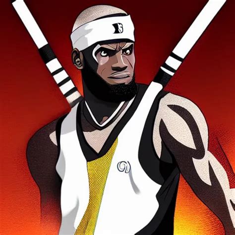 Lebron James Cosplay As Naruto Detailed Digital Art Stable Diffusion