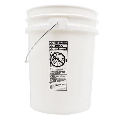 20 Liter White HDPE Plastic Open Head Pail W CWL Inverted On The