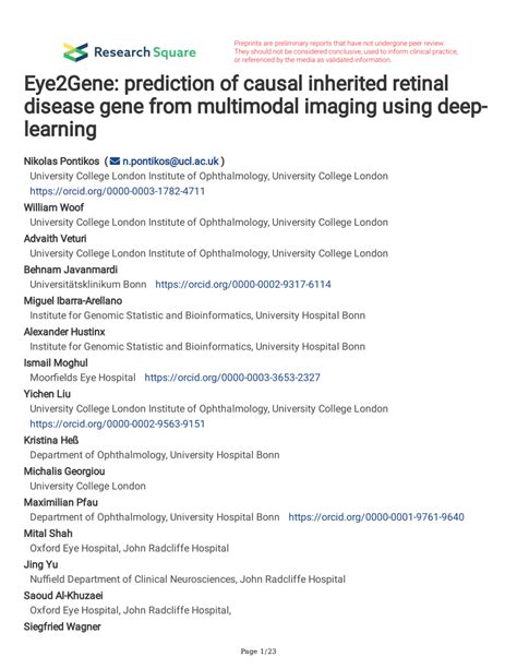 PDF Eye2Gene Prediction Of Causal Inherited Retinal Disease Gene