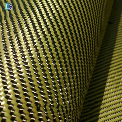 China Factory Fashionable Popular Design Weave Kevlar Yellow Plain Twill 3k 200g Carbon Aramid