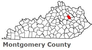 Montgomery County on the map of Kentucky 2022. Cities, roads, borders ...