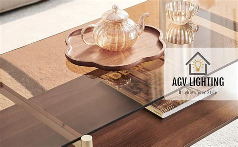 AGV LIGHTING 202206 Tadio Glass Coffee Table Double Layer Coffee Table