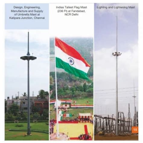 Hot Dip Galvanized Aluminium Flag High Mast Pole At In Mumbai