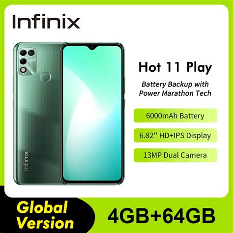 Infinix Hot 11 Play 6 82 HD Display Smartphone 6000mAh Battery Helio G35 13MP AI Dual Rear Came