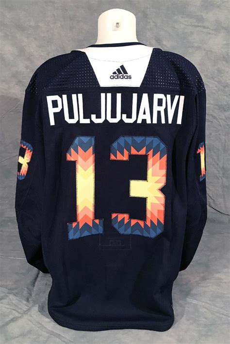 Jesse Puljujarvi Edmonton Oilers Pre Game Warm Up Worn