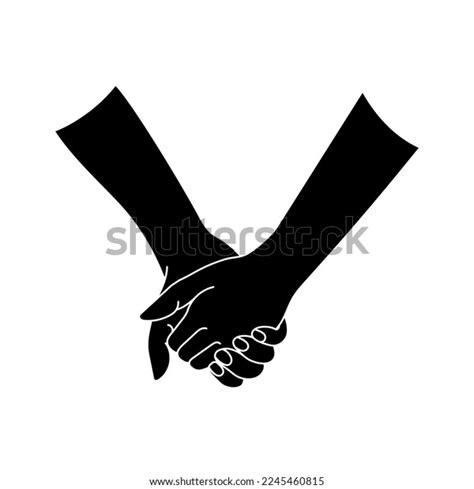 Couple Holding Hands Silhouette Vector Illustration Stock Vector