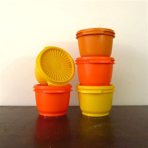 Vintage Tupperware Containers Set Of 5 Bowls 1970s Canisters Etsy