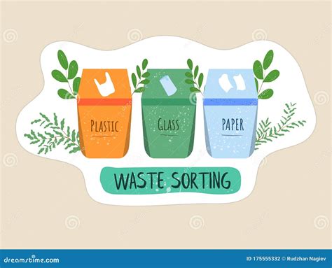 Recycling Trash Bins For Waste Sorting Poster Stock Vector