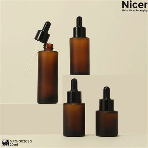 Flat Shoulder 20ml Amber Glass Bottle NPG 0020SG