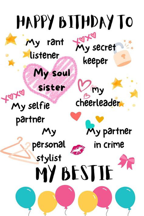 Bestie Birthday Card Best Friend Birthday Bff Birthdaycards Girl Bestfriend Birthday