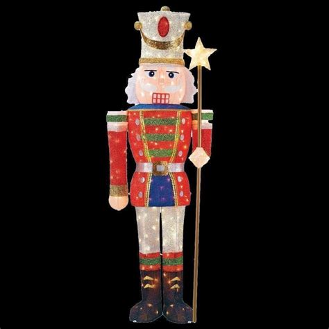 Tis Your Season 5 Ft Pre Lit Tinsel Nutcracker Soldier Lighted