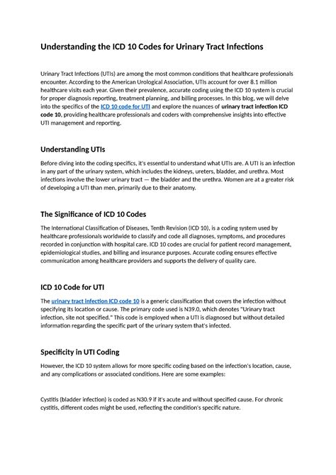 Understanding The ICD 10 Codes For Urinary Tract Infections