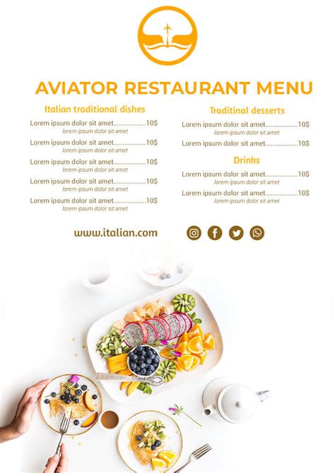 10+ Aviator Restaurant Menu free template in PSD | room surf.com