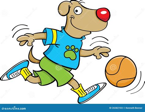 Hund Der Basketball Spielt Vektor Abbildung Illustration Von Tier