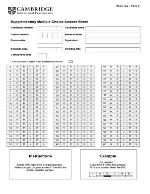 Blank Multiple Choice Answer Sheet Template