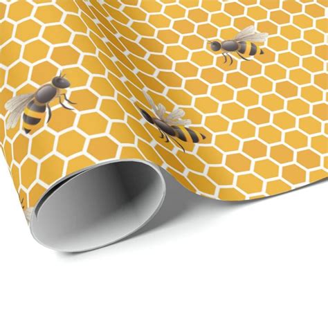 Small Honey Honeycomb Bee Hive Geometric Hexagonal Wrapping Paper