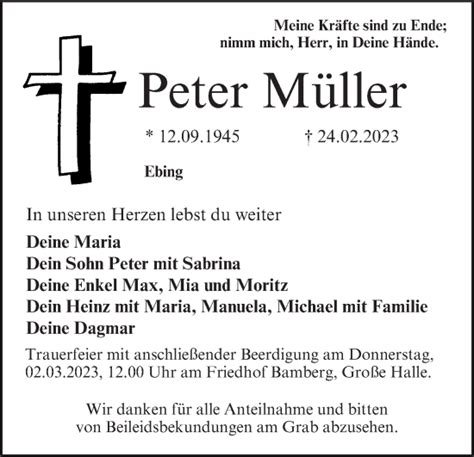 Peter M Ller Traueranzeige Trauer Infranken De