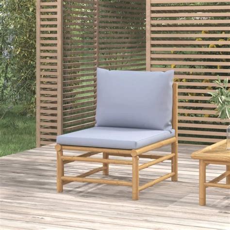 Atyhao Canap Central De Jardin Avec Coussins Gris Clair Bambou