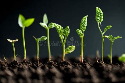 A Time-lapse Sequence of a Seed Germinating into a Young Plant, Stock ...