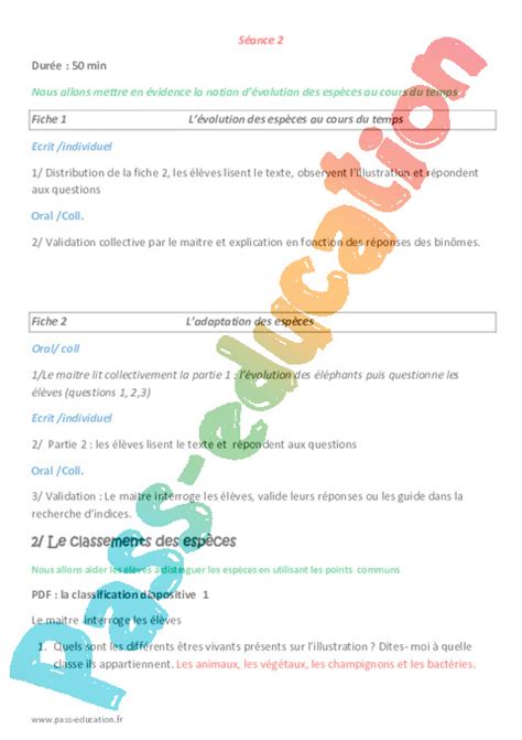 Organismes Liens De Parent Et Volution Cm Cm Fiche De