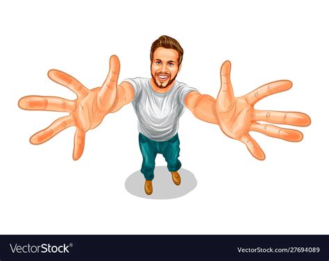 A Happy Man Holds Out His Hands Royalty Free Vector Image