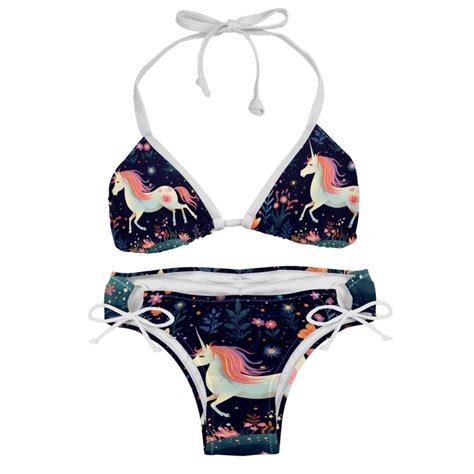 Starry Unicorn Detachable Sponge Adjustable Strap Bikini Set Two Pack Swim Suits Ideal For