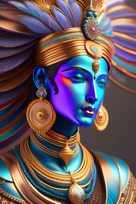 Lexica Lord Krishna In Sci Fi Wears A Colorful Feather Detailed