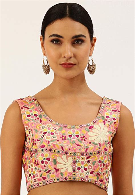 Buy Embroidered Art Silk Blouse In Light Pink Online Uxc885 Utsav Fashion