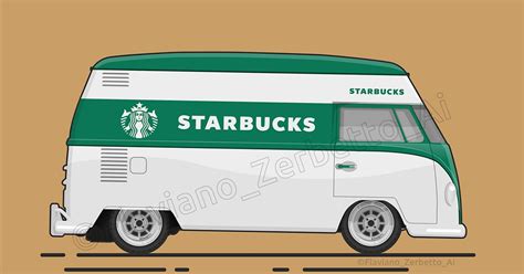 Kombit1 Starbucks Vw T1 Van Flat Design