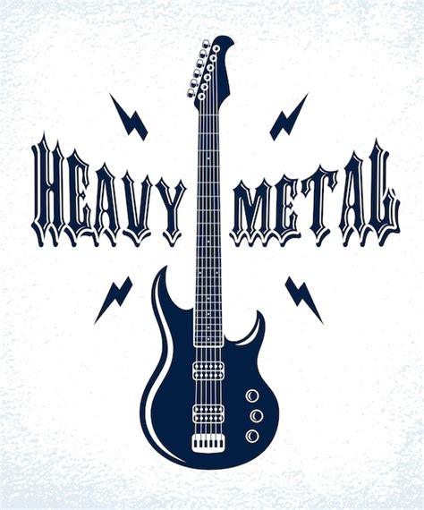 Emblema De Heavy Metal Con Logo De Vector De Guitarra El Ctrica