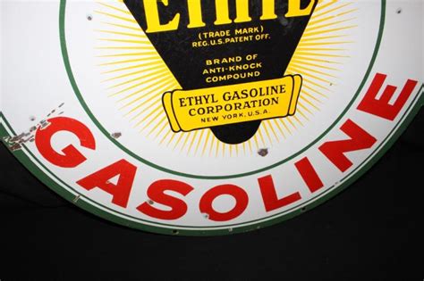 PORCELAIN CONOCO ETHYL GASOLINE SIGN