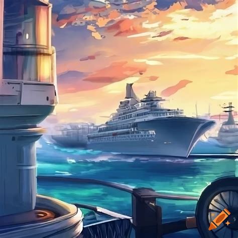 Scenery Of Military Cruise Ship Decks In Anime Style On Craiyon