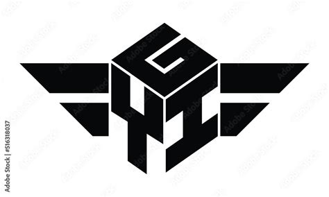 GYI Three Letter Gaming Logo In Polygon Cube Shape Logo Design Vector