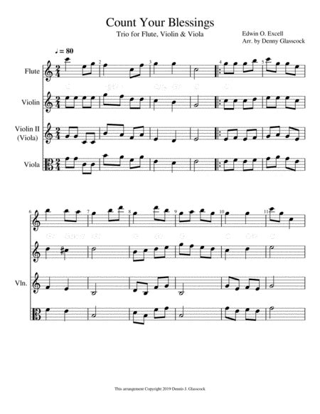 12 Sacred Trios Or Duets For Flute Violin And Viola Violin Ii Sheet