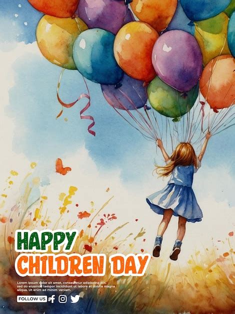 Premium Psd Psd Happy Childrens Day Poster Template With Illustration