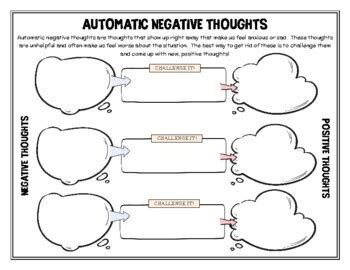 Automatic Negative Thoughts By Mylemarks Tpt