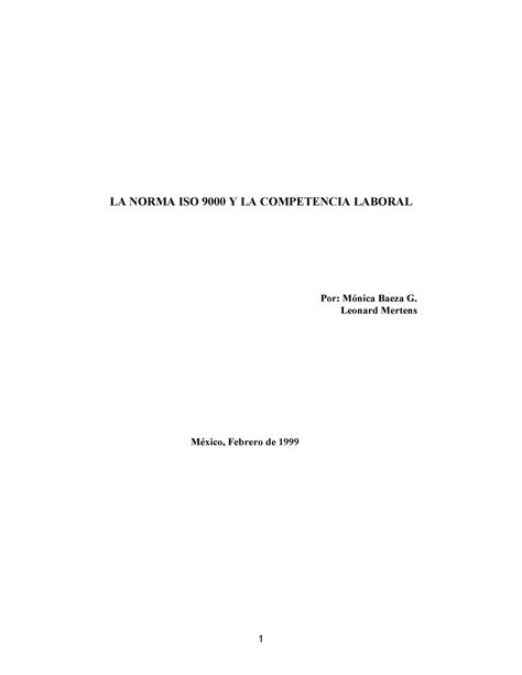 ISO 9000 Y Competencia Laboral LA NORMA ISO 9000 Y LA COMPETENCIA