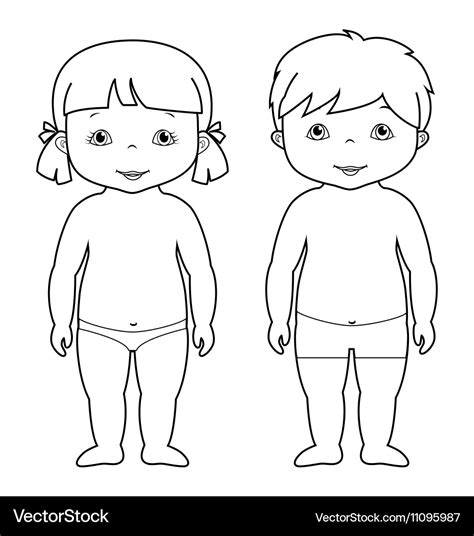 Coloring Page Of Cute Baby Boy And Girl Royalty Free Vector