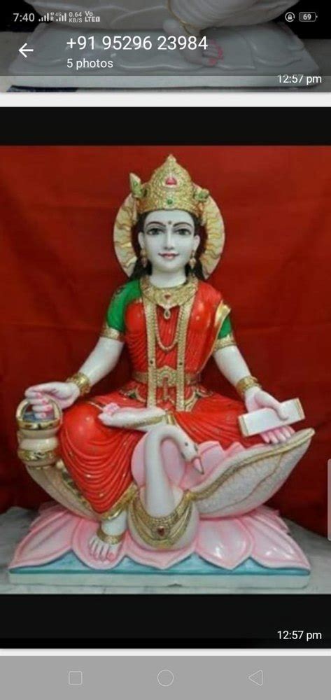 White Hindu Marble Gayatri Mata Statue For Temple Size 2ft At Rs