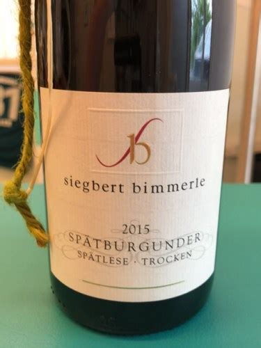 2018 Siegbert Bimmerle Spätburgunder Spätlese Trocken Vivino US