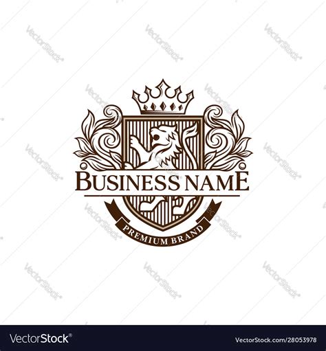 Luxury Lions Heraldic Logo Design Template Vector Image