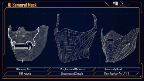 Artstation Samurai Mask Vol 2 Game Assets