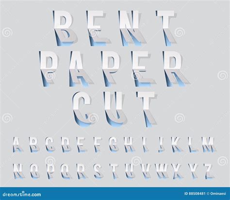 Bent Paper Cut Font Template Alphabet Vector Illustration Stock Vector