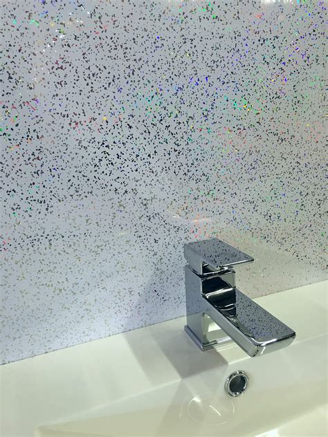 10 White Sparkle Diamond Effect PVC Bathroom Cladding Shower Wall