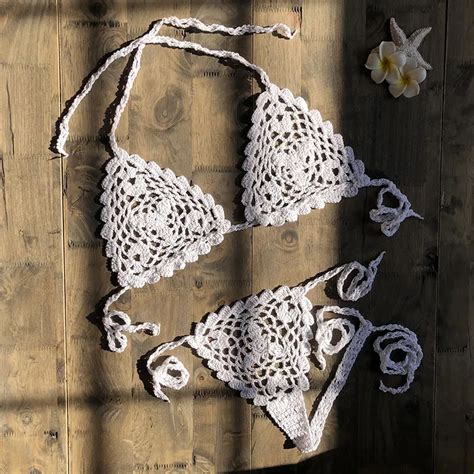 Costume De Plage Crochet Fait La Main Micro Bikini G String Micro