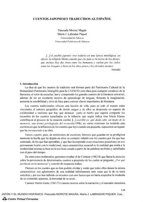 Pdf Cuentos Japoneses Traducidos Al Espa Ol Cvc Cervantes Es La