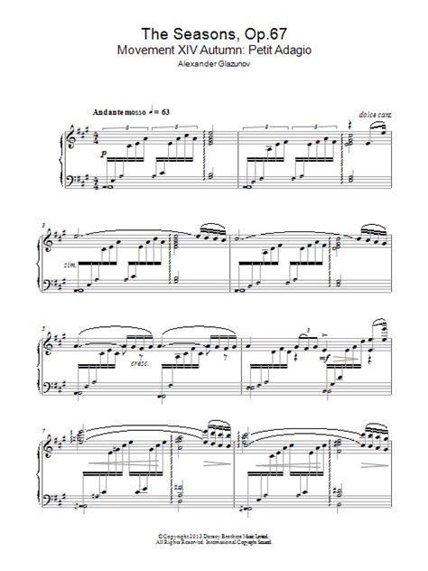 The Seasons Op 67 By Alexander Glazunov Sheet Music For Piano Solo At