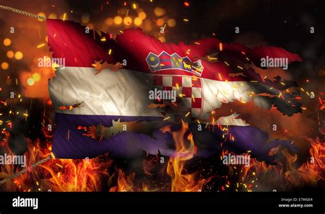 Croatia Burning Fire Flag War Conflict Night 3D Stock Photo - Alamy